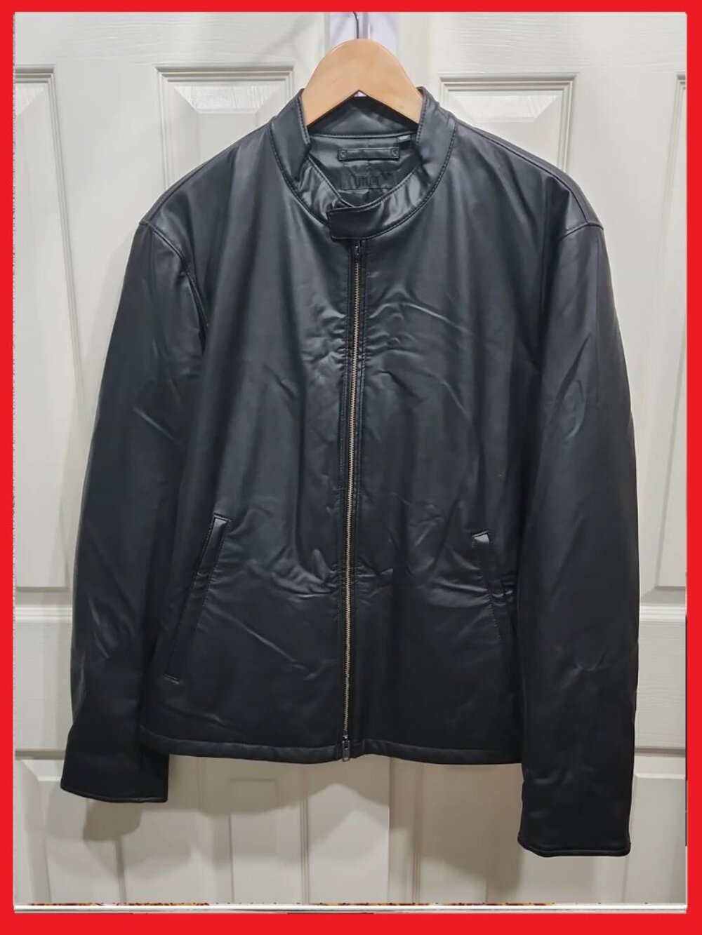 Uniqlo Black Faux Leather Bomber Jacket
